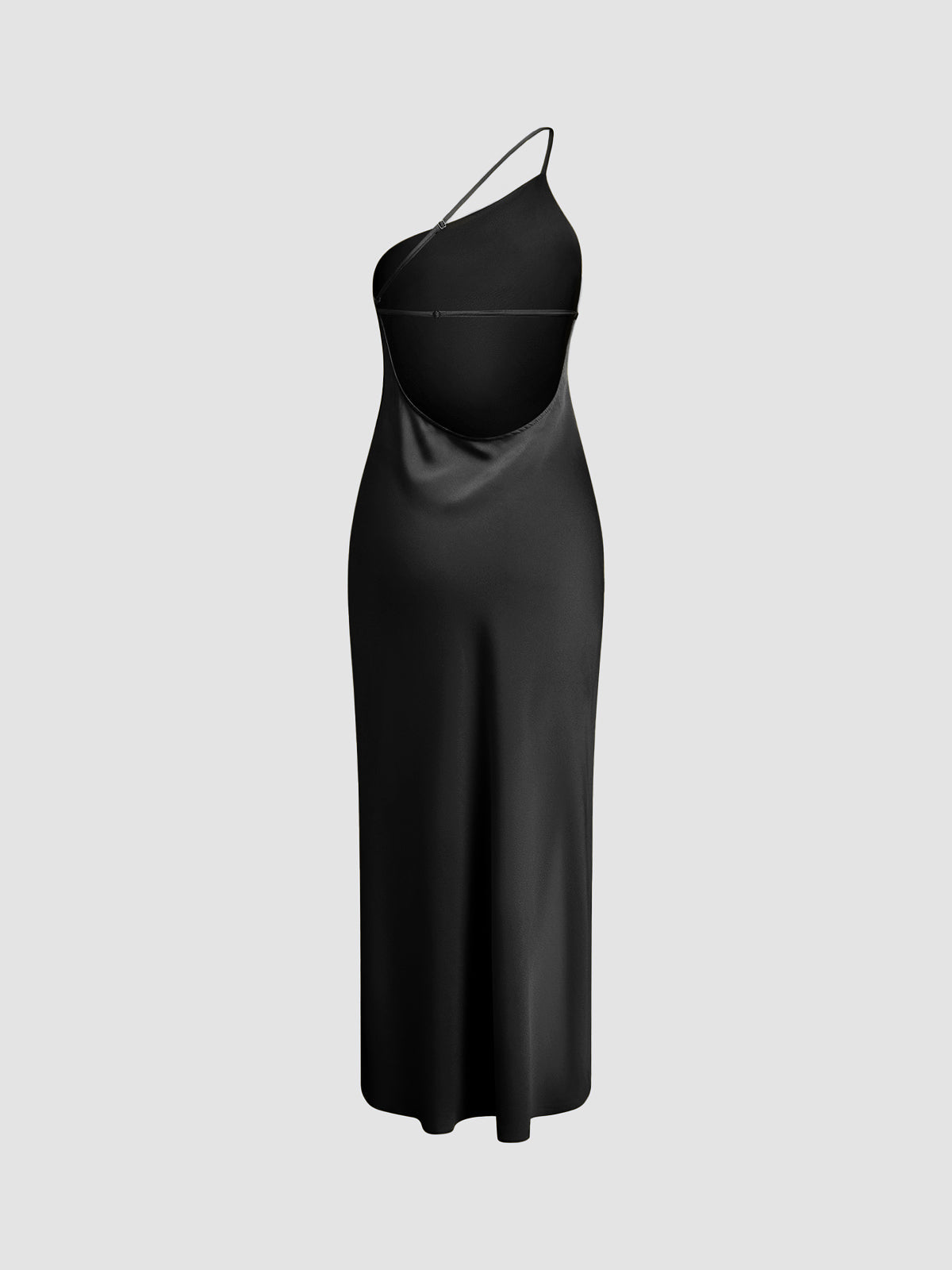 Damen-Ein-Schulter-Midikleid mit offenem Rücken und seitlichem Schlitz