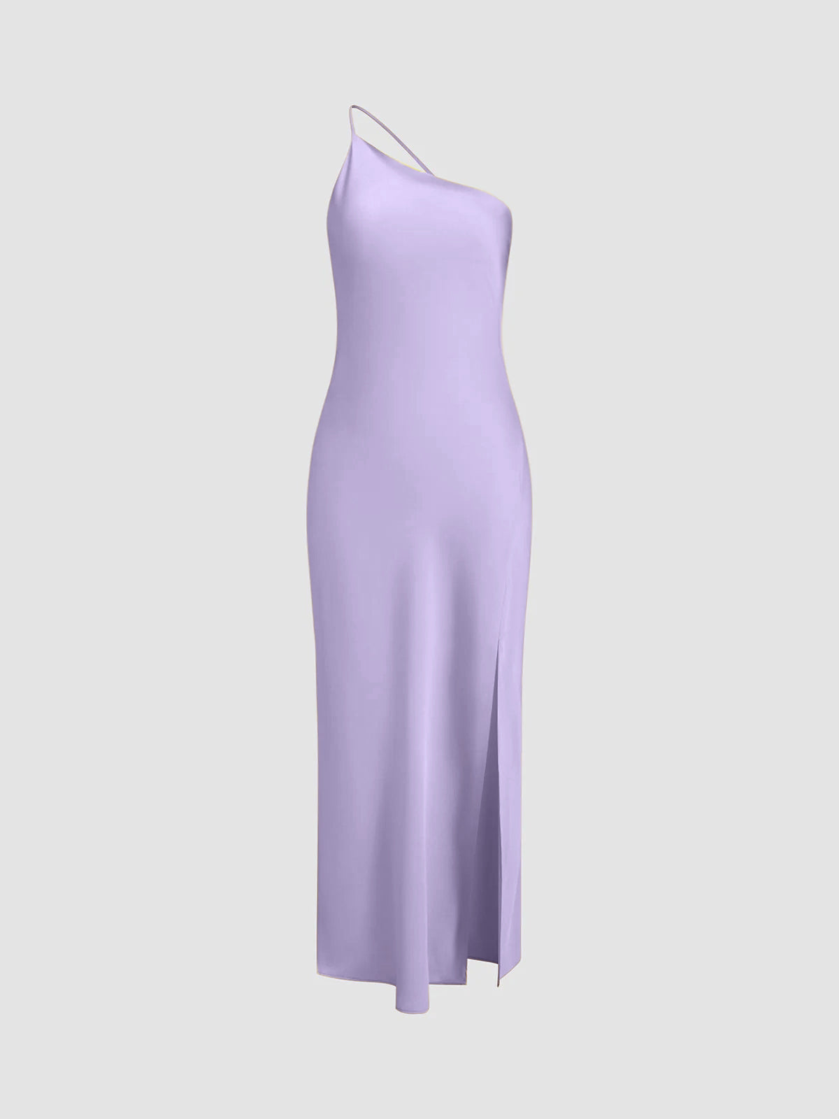 Damen-Ein-Schulter-Midikleid mit offenem Rücken und seitlichem Schlitz