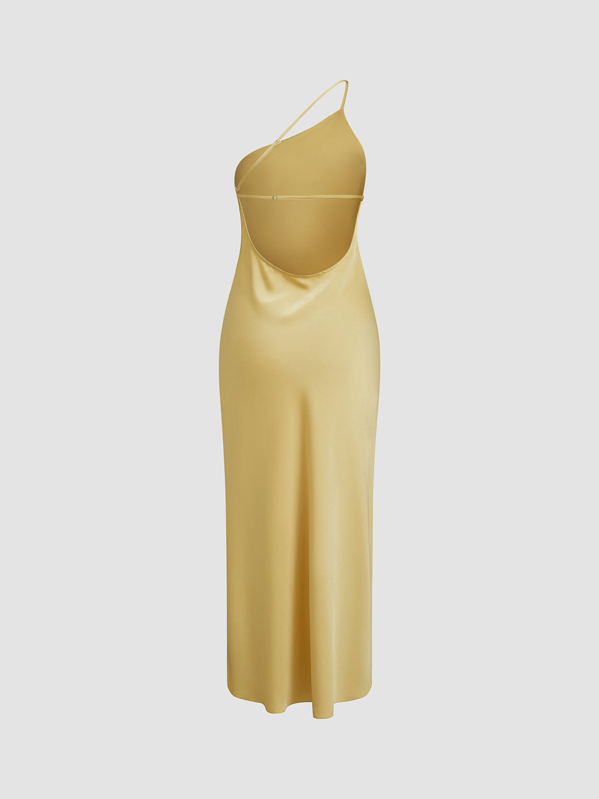 Damen-Ein-Schulter-Midikleid mit offenem Rücken und seitlichem Schlitz