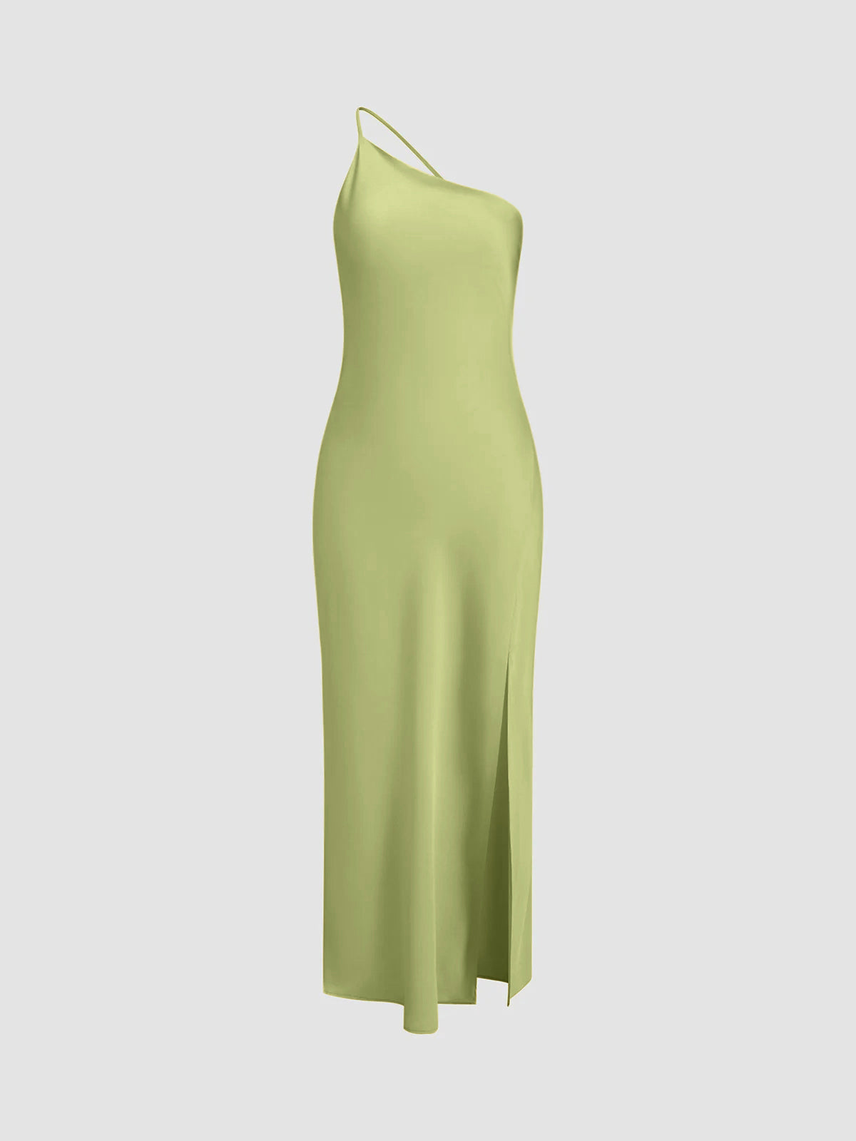 Damen-Ein-Schulter-Midikleid mit offenem Rücken und seitlichem Schlitz