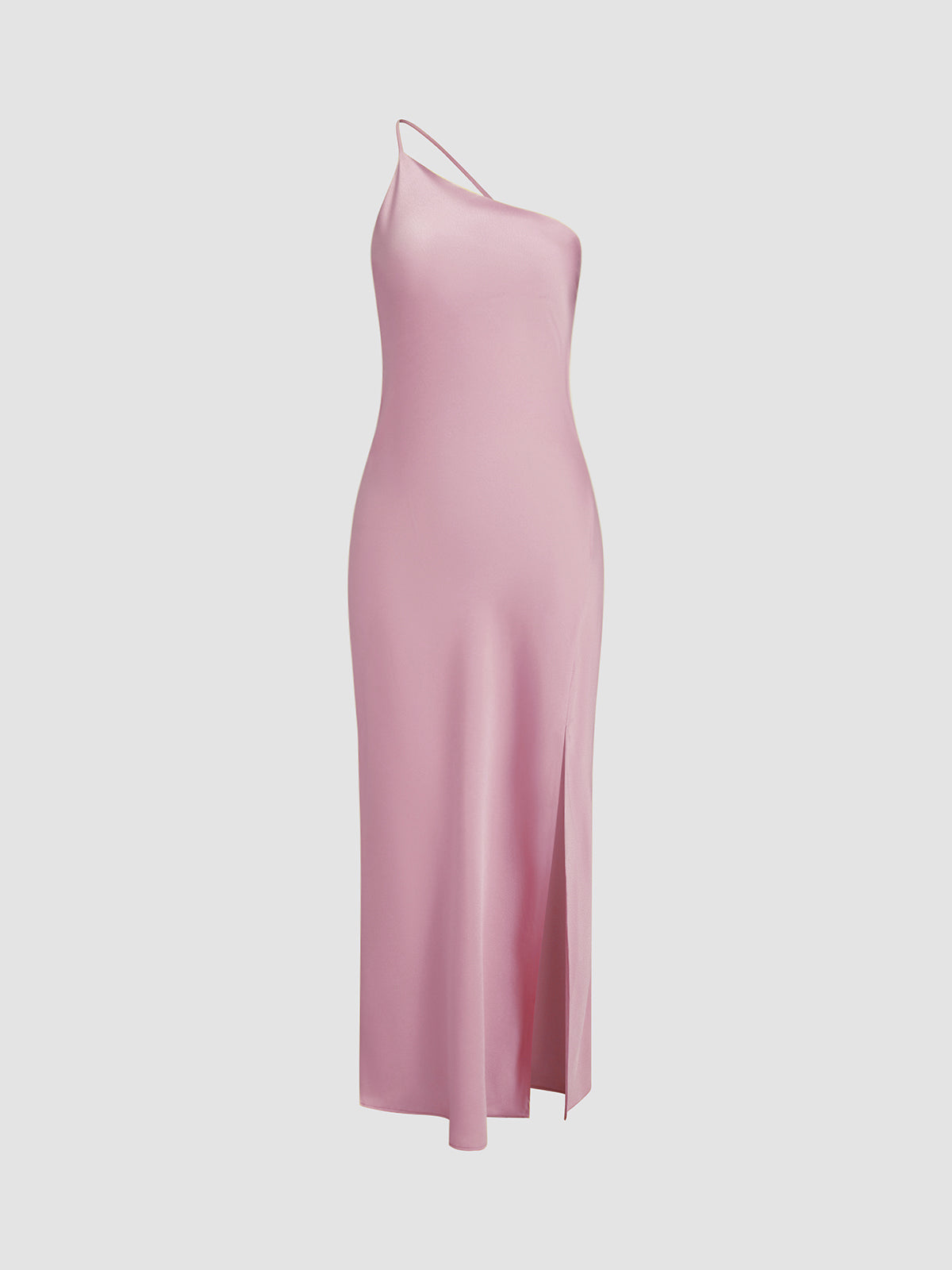 Damen-Ein-Schulter-Midikleid mit offenem Rücken und seitlichem Schlitz