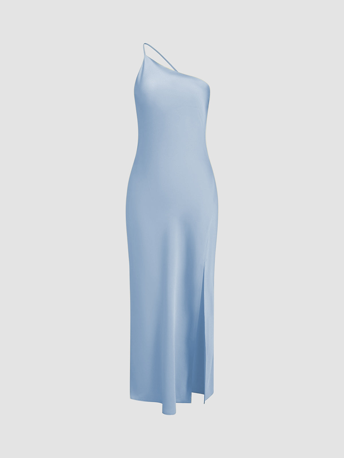 Damen-Ein-Schulter-Midikleid mit offenem Rücken und seitlichem Schlitz