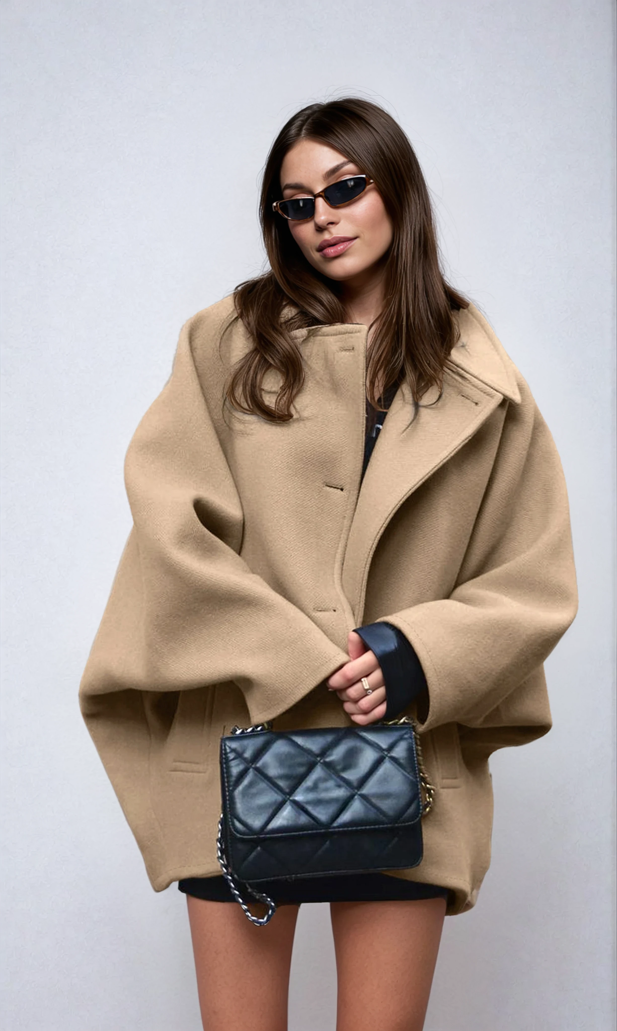 Oversize Mantel – lockere Passform, Knopfverschluss, Oberbekleidung für Smart-Casual-Looks