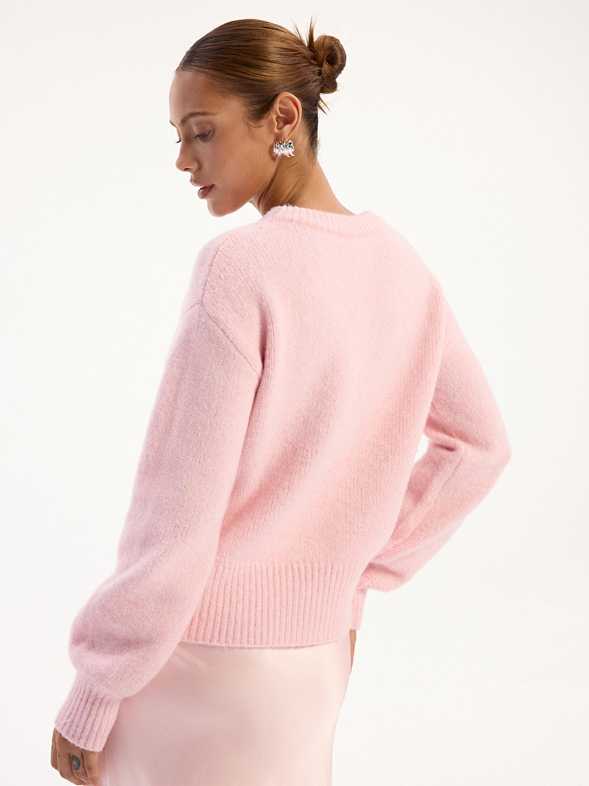 Pullover Knit Sweater with High Stretch Fabric and Wool Blend, Regular Fit