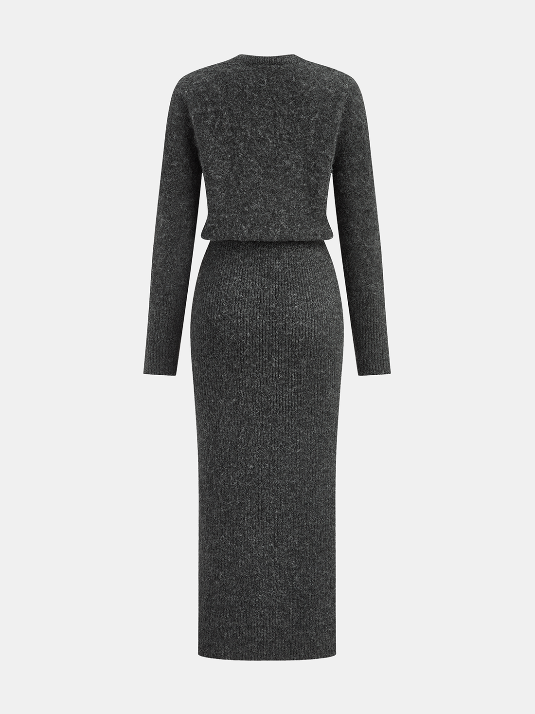 Midi Knit Dress with Full Sleeves and Medium Stretch, Regular Fit