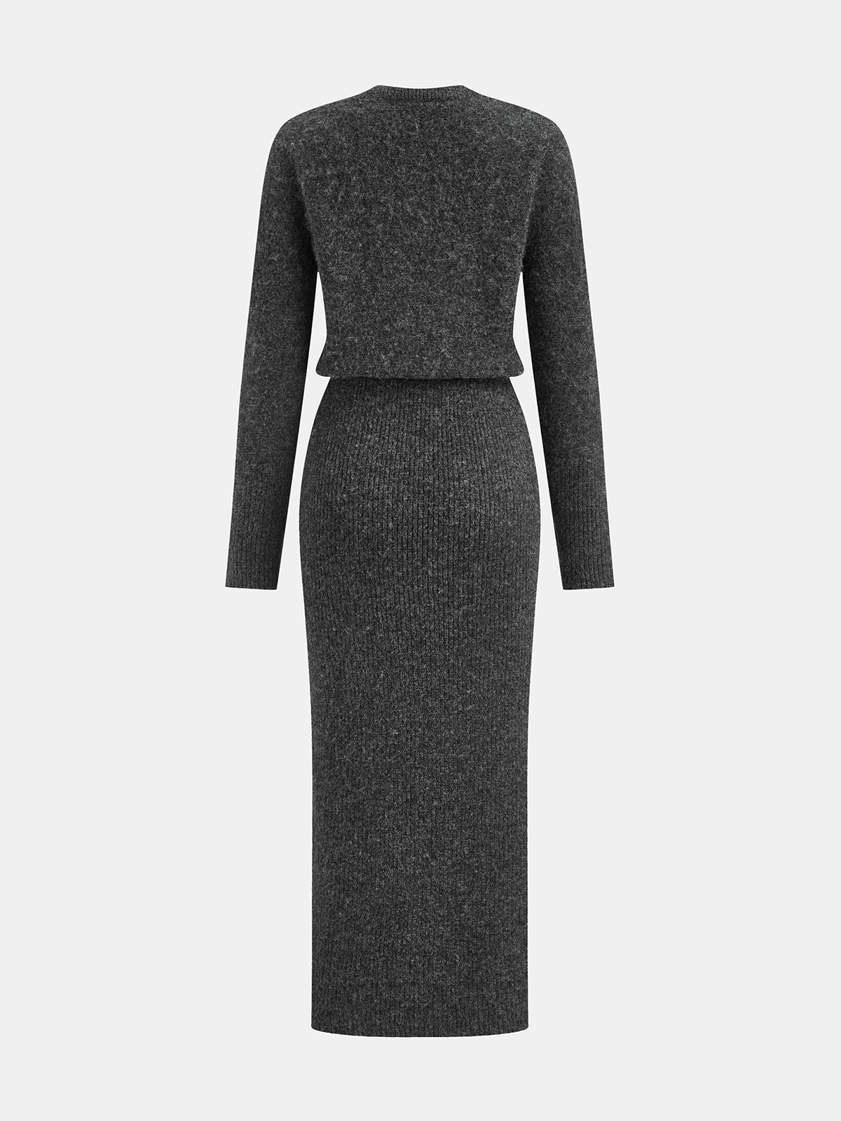 Midi Knit Dress with Full Sleeves and Medium Stretch, Regular Fit