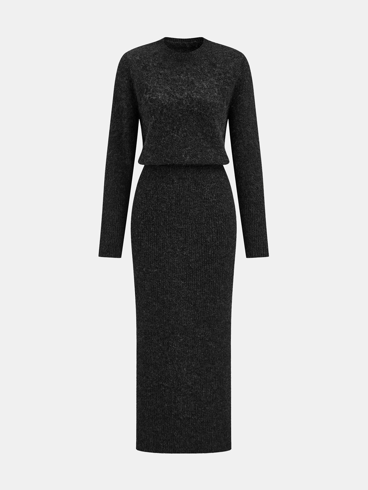 Midi Knit Dress with Full Sleeves and Medium Stretch, Regular Fit