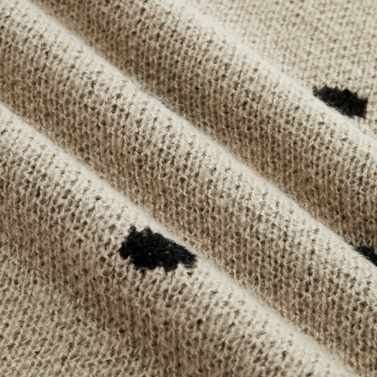 Long Sleeve Knit Sweater with Polka Dot Pattern and High Stretch Fabric