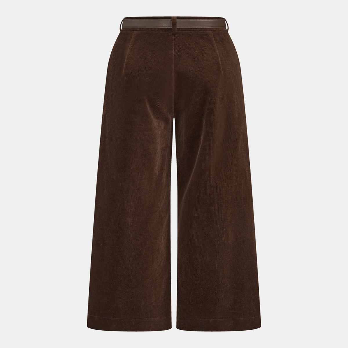 Wide Leg Corduroy Pants with Adjustable Belt and Lined Interior