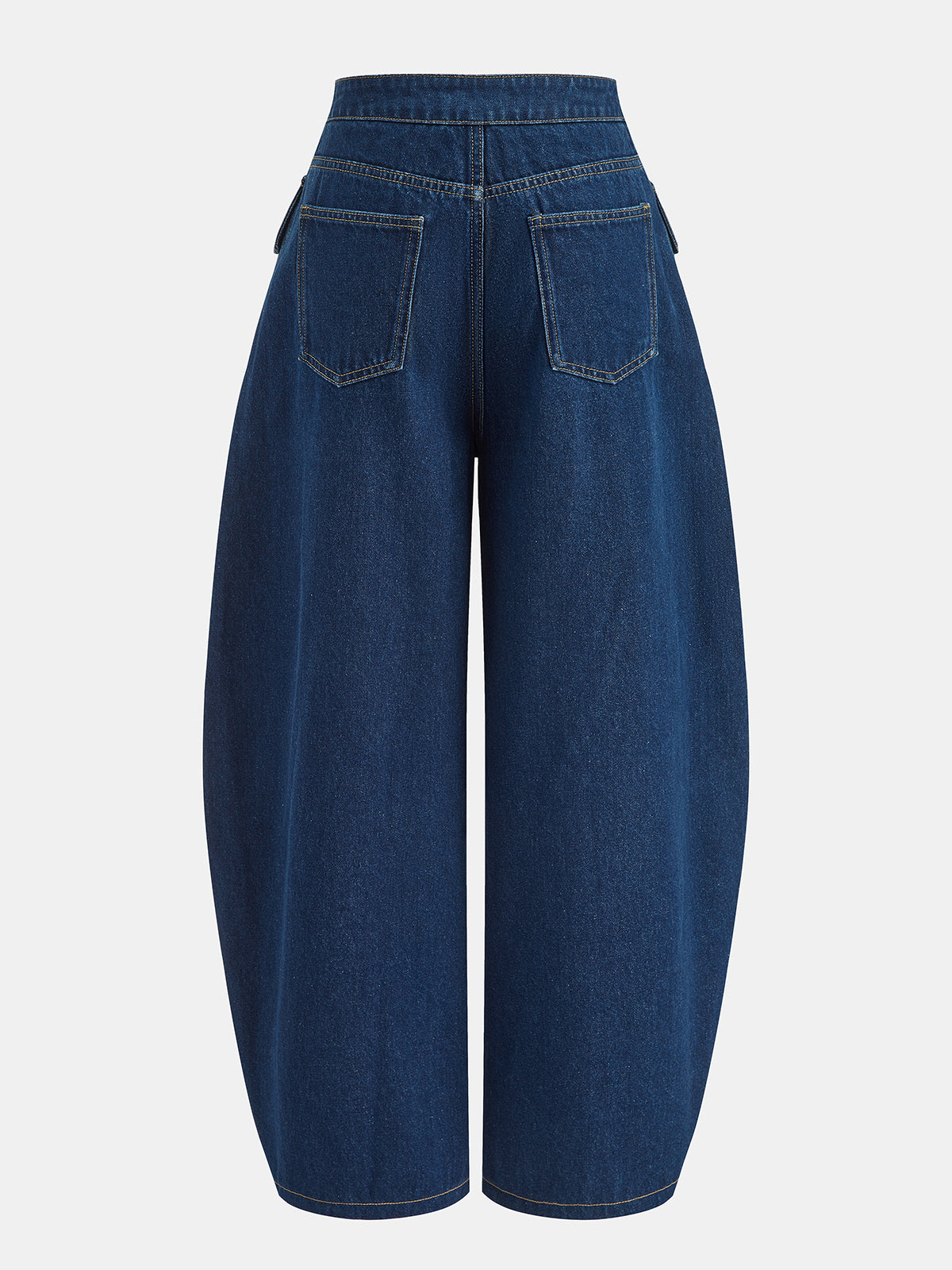 Barrel Leg Jeans with Mid Waist and Stretch Denim, Multi-Pocket