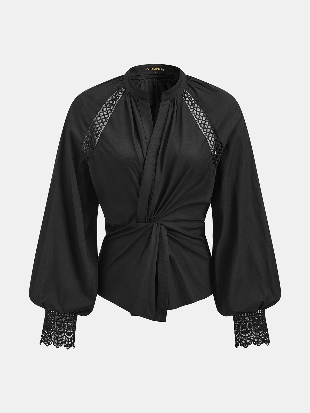 Long Sleeve Cotton Blouse with Half Button Closure and Built-In Lining