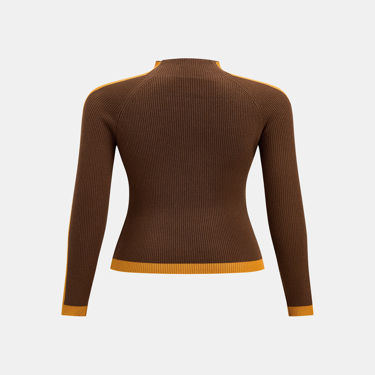Mock Neck Knit Sweater with Color Block Design and Medium Stretch