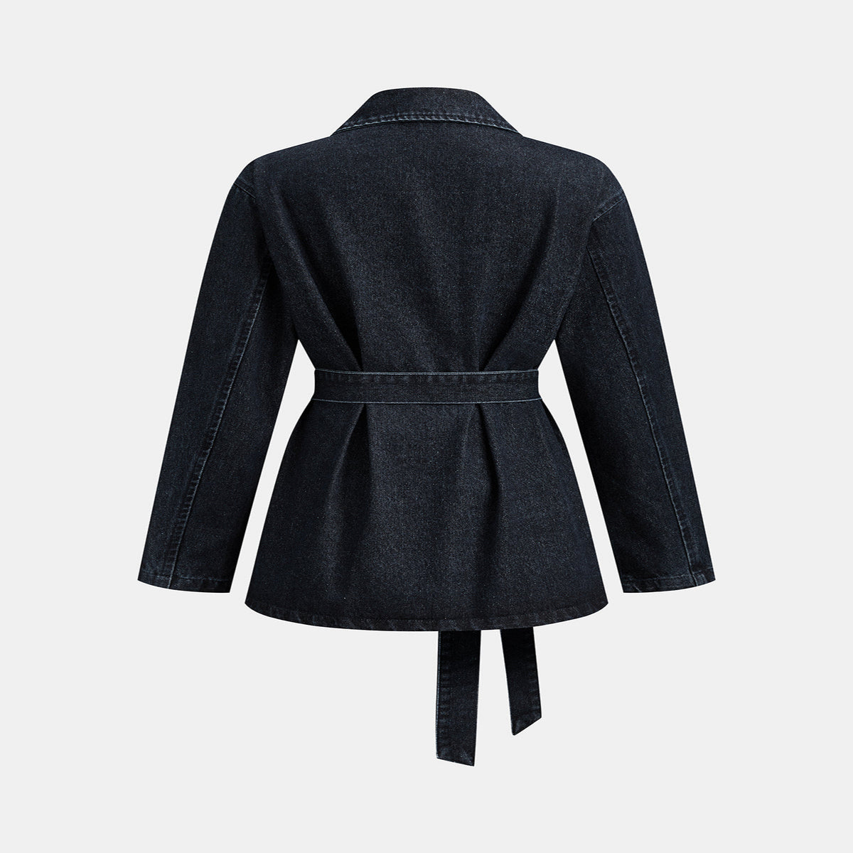 Denim Jacket with Adjustable Belt and Relaxed Fit, Ultra Warm Thickness