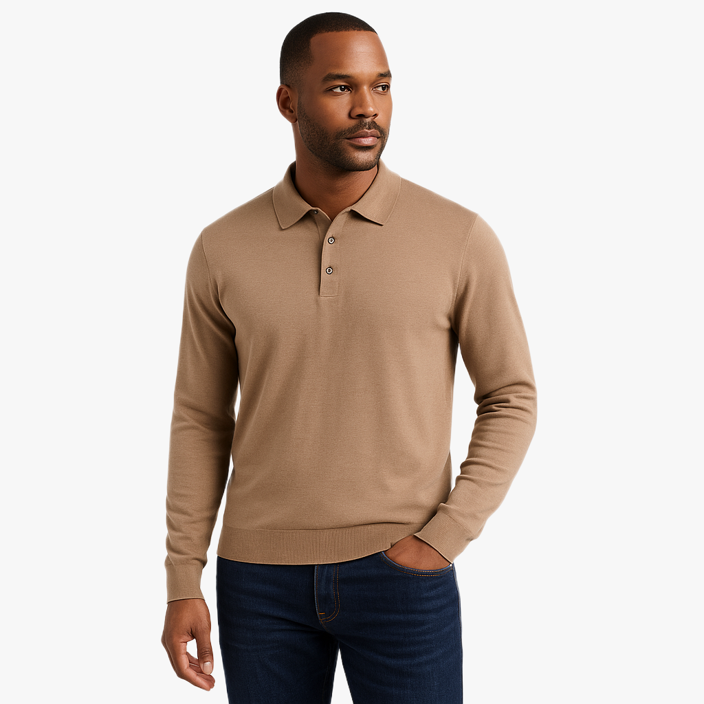 Elegant Long Sleeve Polo Shirt for Men