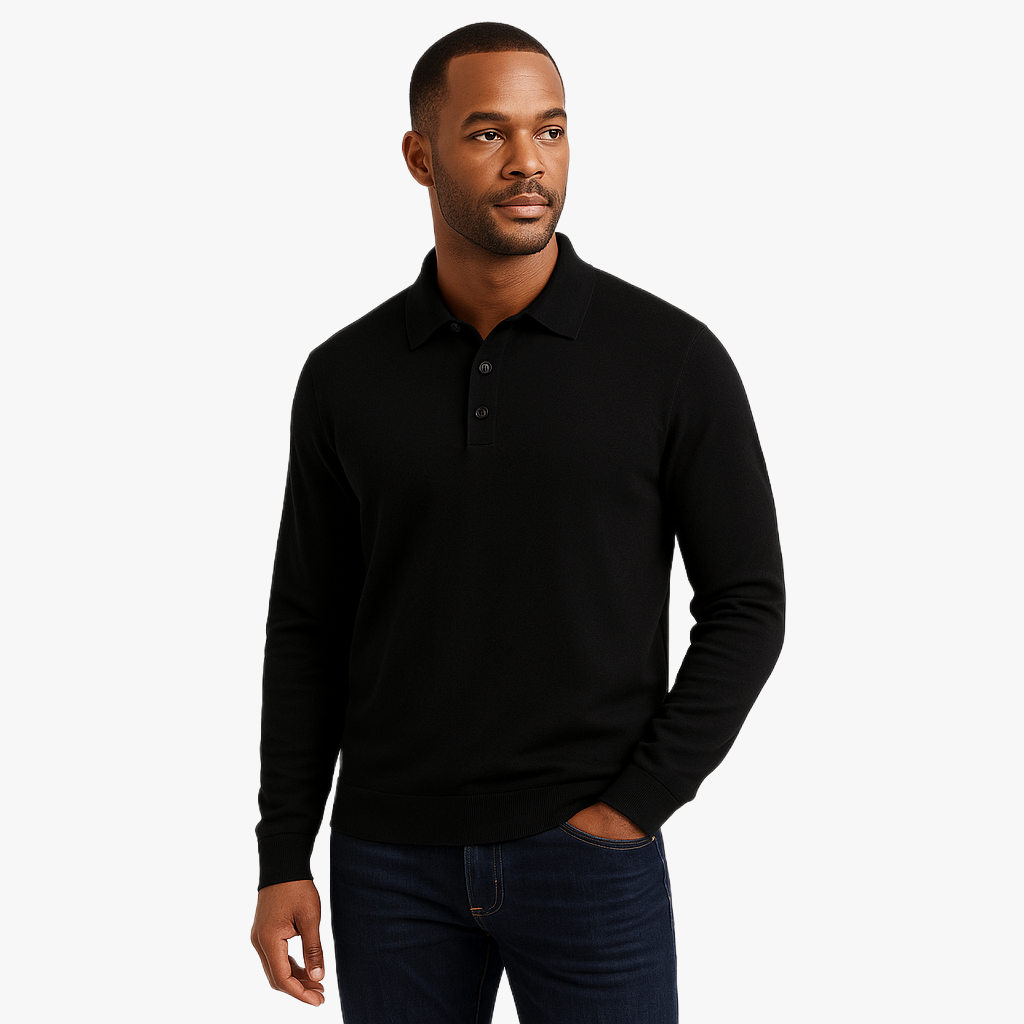 Elegant Long Sleeve Polo Shirt for Men