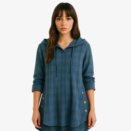 Stylish Casual Hooded Check Shirt for Women