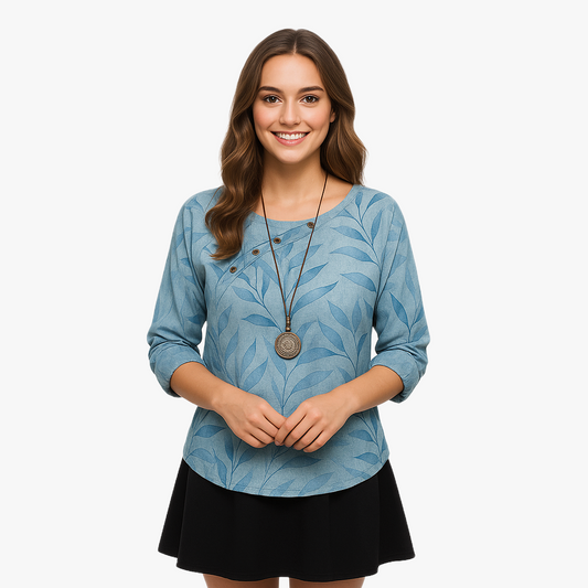 Elegant Leaf Print Blouse for Women