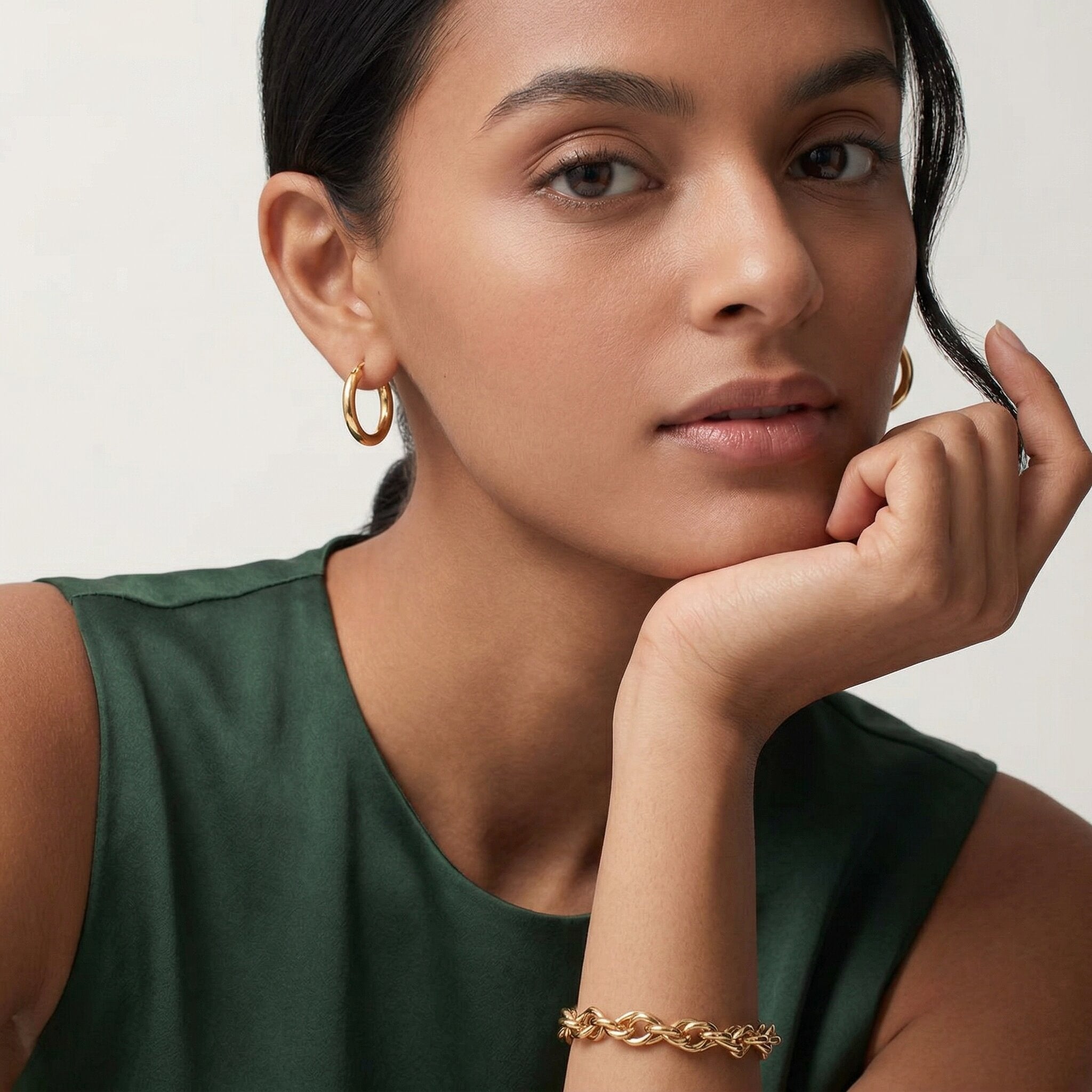 Women's Chunky Hoop Earrings Set - 3 Pairs - Hinged Closure