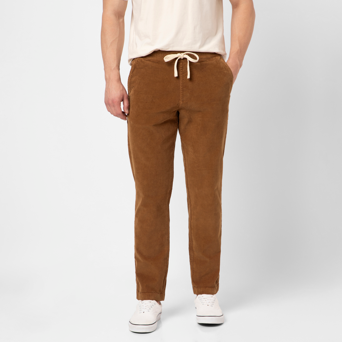 Corduroy Easy Pant Dark Clay side on model