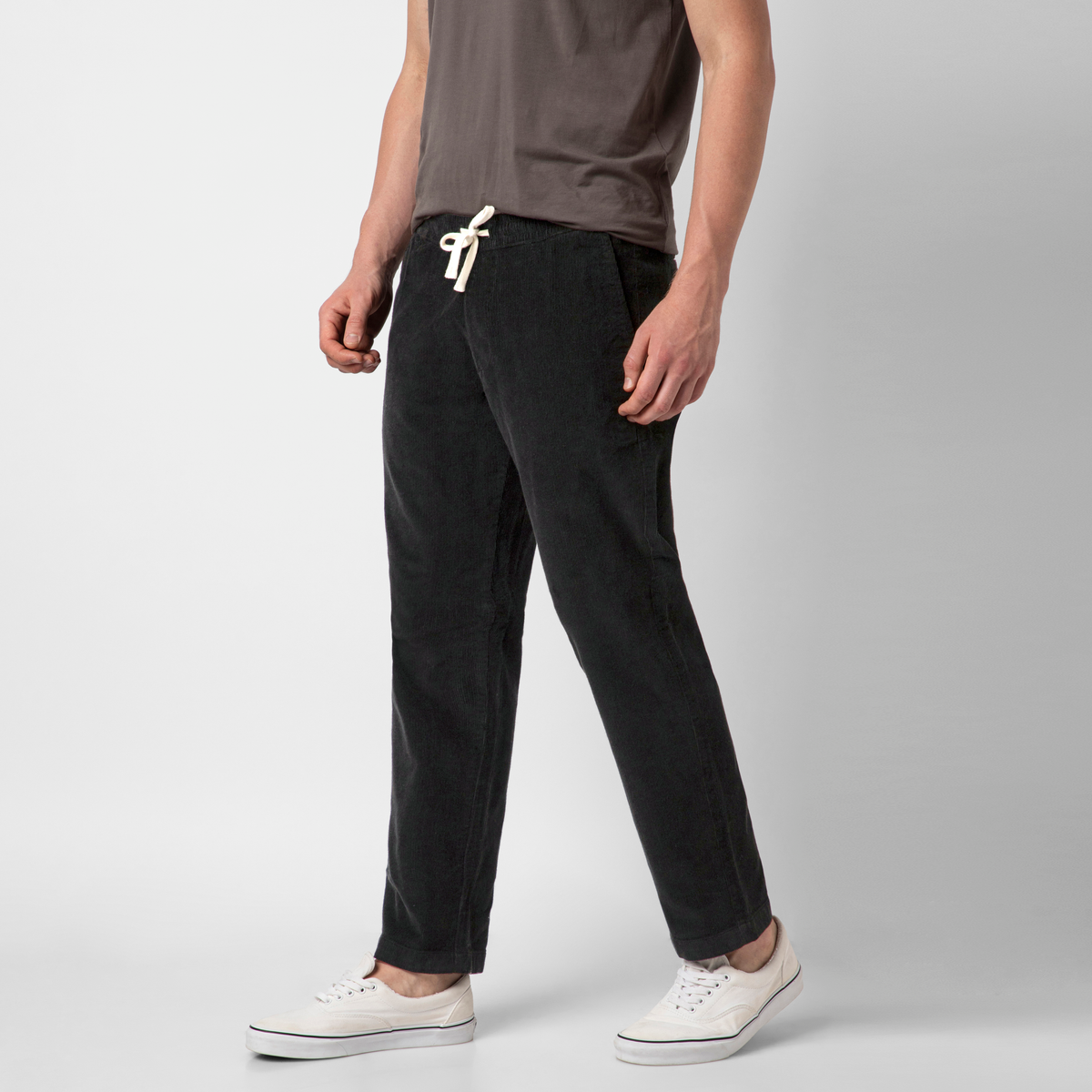 Corduroy Easy Pant Black side on model