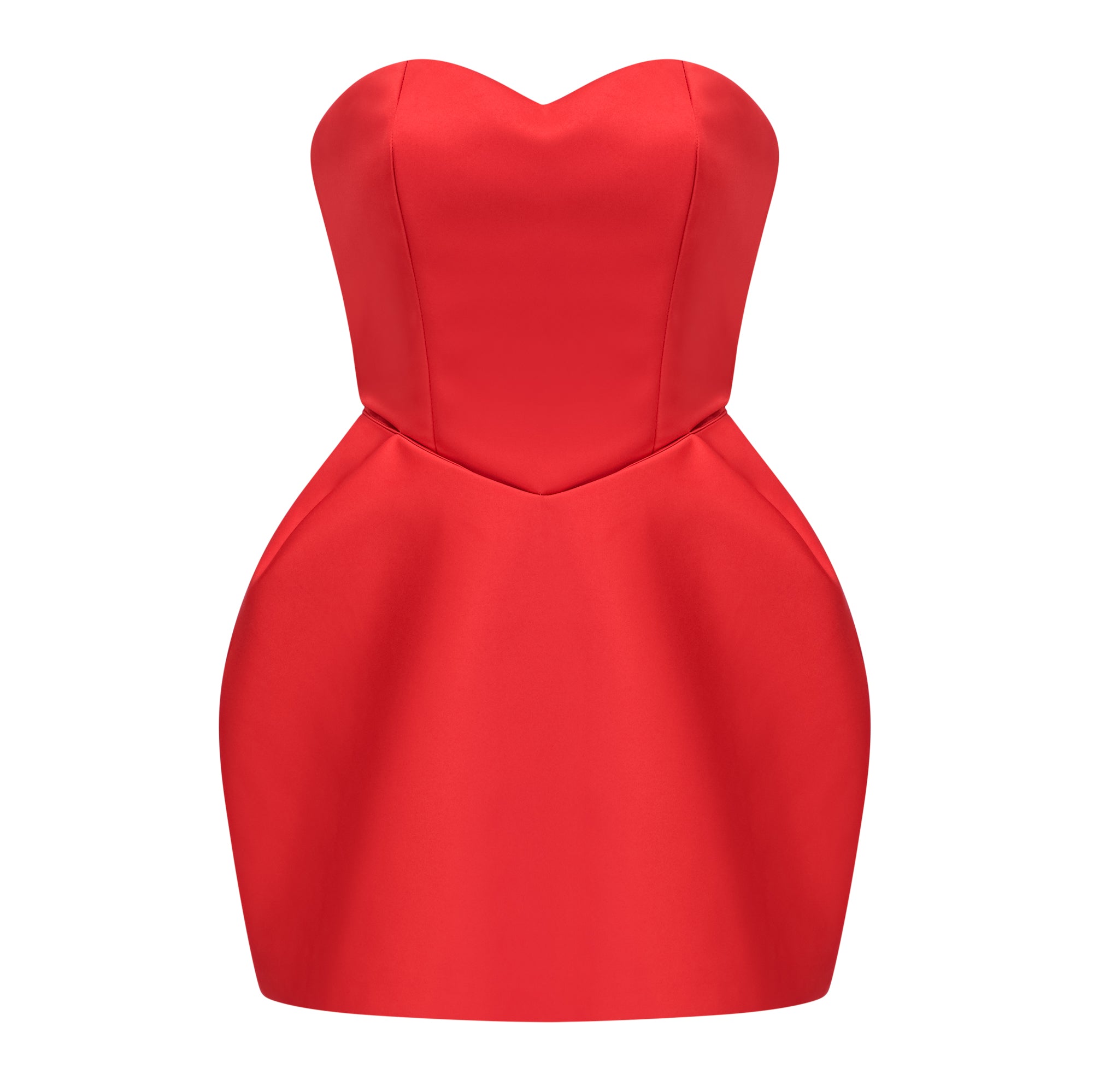 Women’s Red Off Shoulder Mini Dress – Strapless Heart Shaped Bodice with Structured Skirt