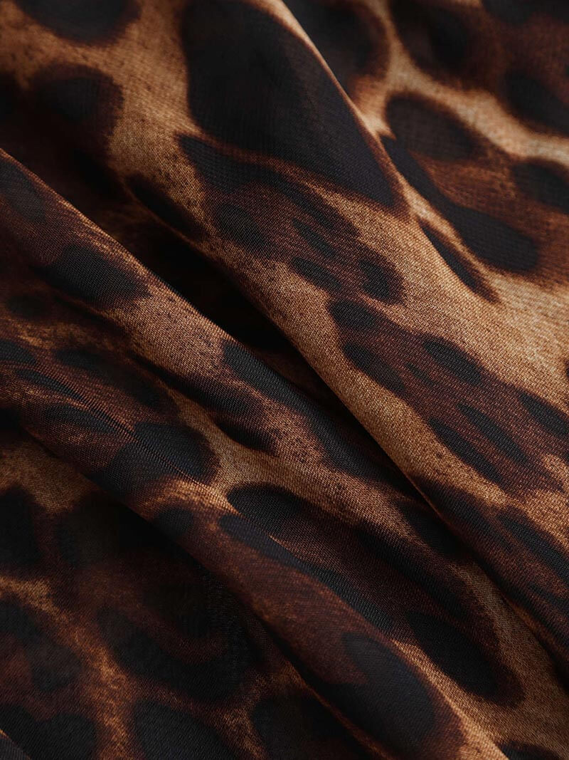 Women's Leopard Print Sheer Spaghetti Strap Tie Back Maxi Dress
