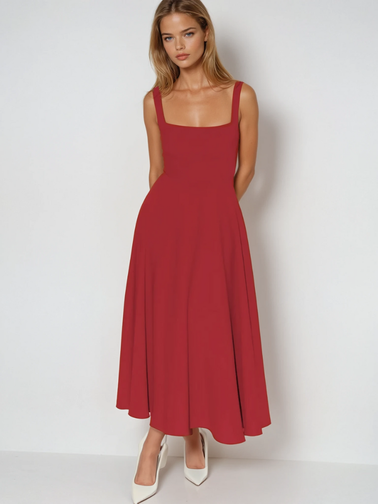 Women's Maxi Dress Square Neck A-Line
