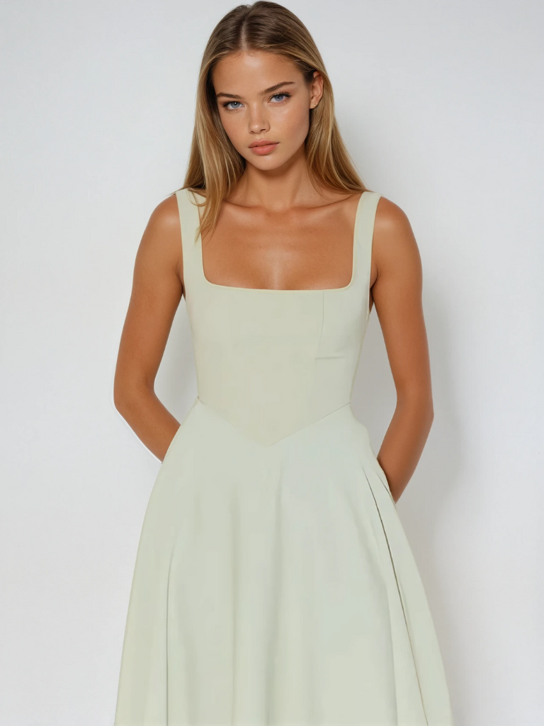 Women's Maxi Dress Square Neck A-Line