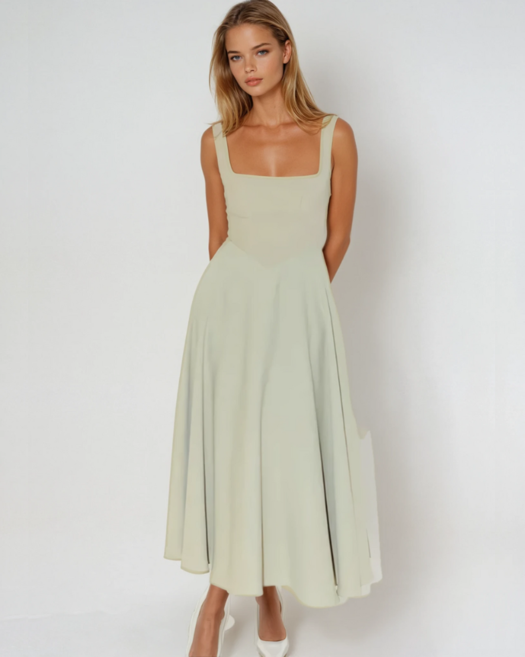 Women's Maxi Dress Square Neck A-Line