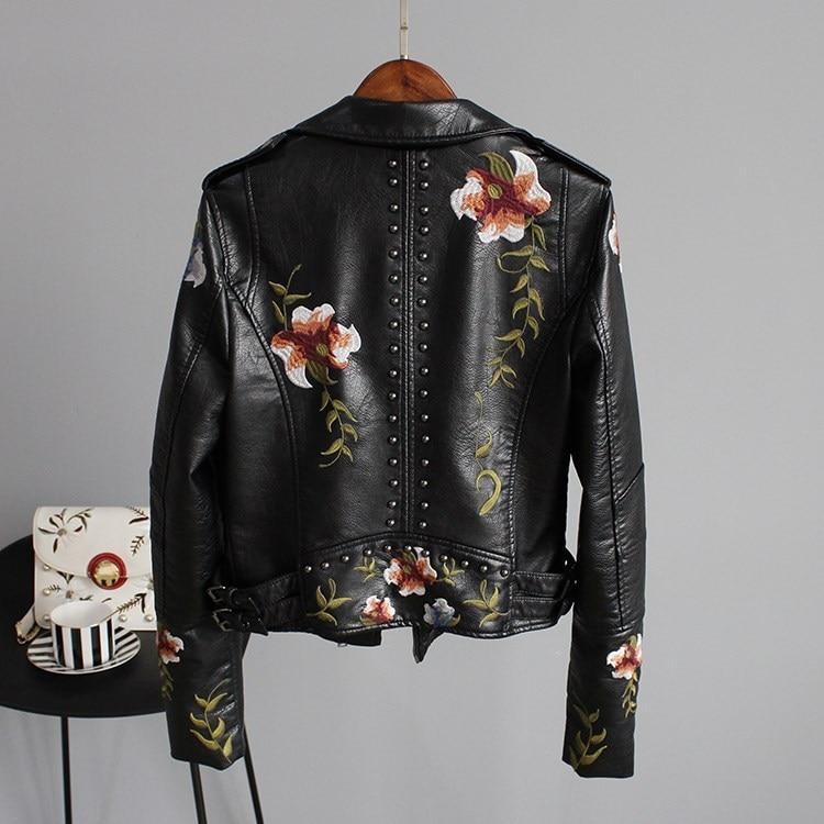 Women’s Floral Faux Leather Jacket – Statement Zip-Front with Tailored Edge