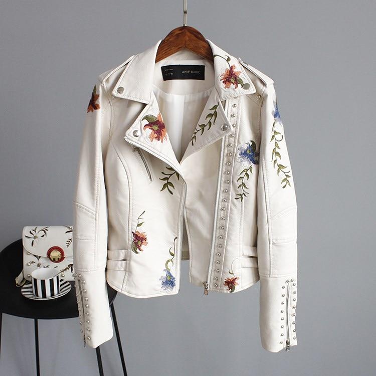 Women’s Floral Faux Leather Jacket – Statement Zip-Front with Tailored Edge