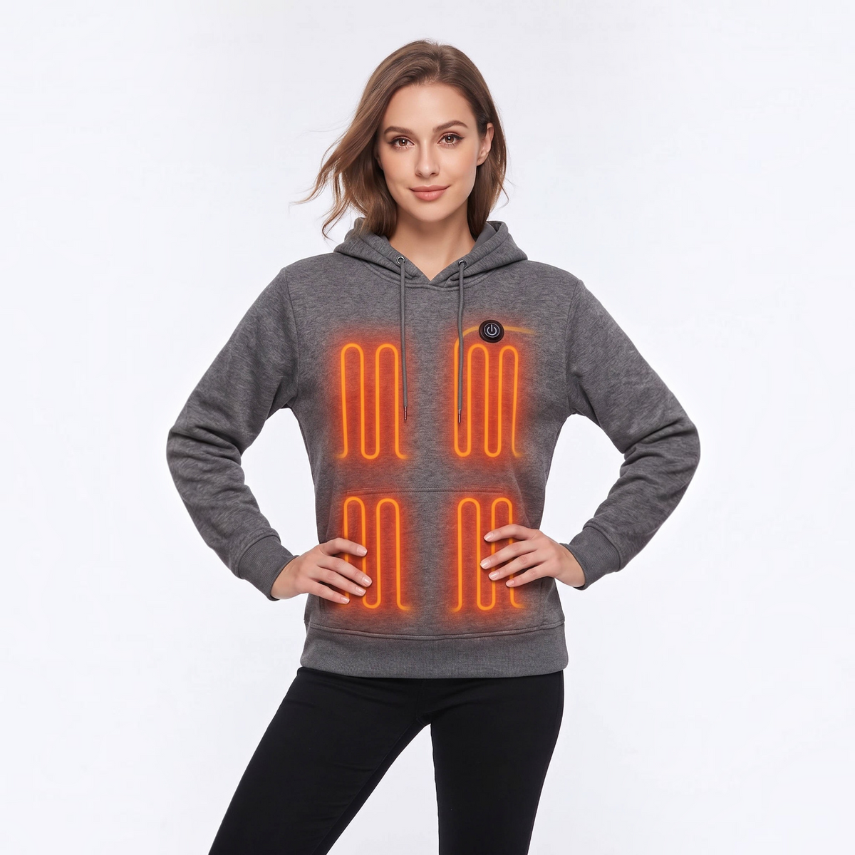 Heated Hoodie with Five Carbon Fiber Zones and Three Temperature Settings