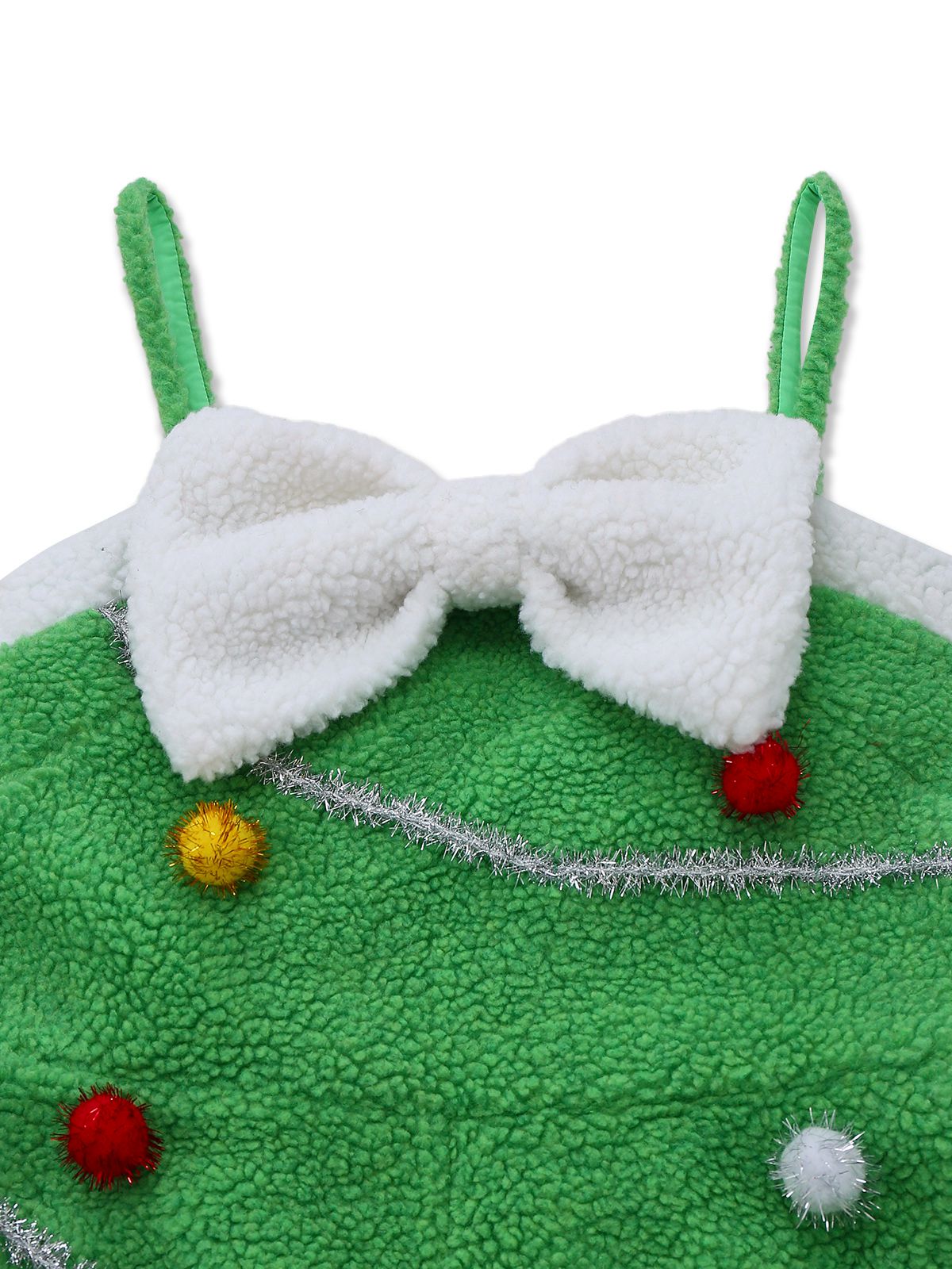 Green 1930s Christmas Tree Pom-Pom Bow Jumpsuit - vintage jumpsuit, retro fashion