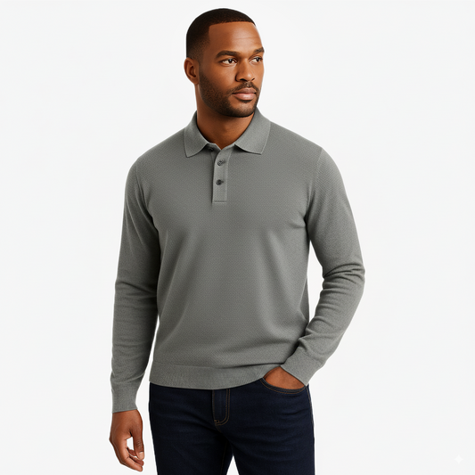 Elegant Long Sleeve Polo Shirt for Men