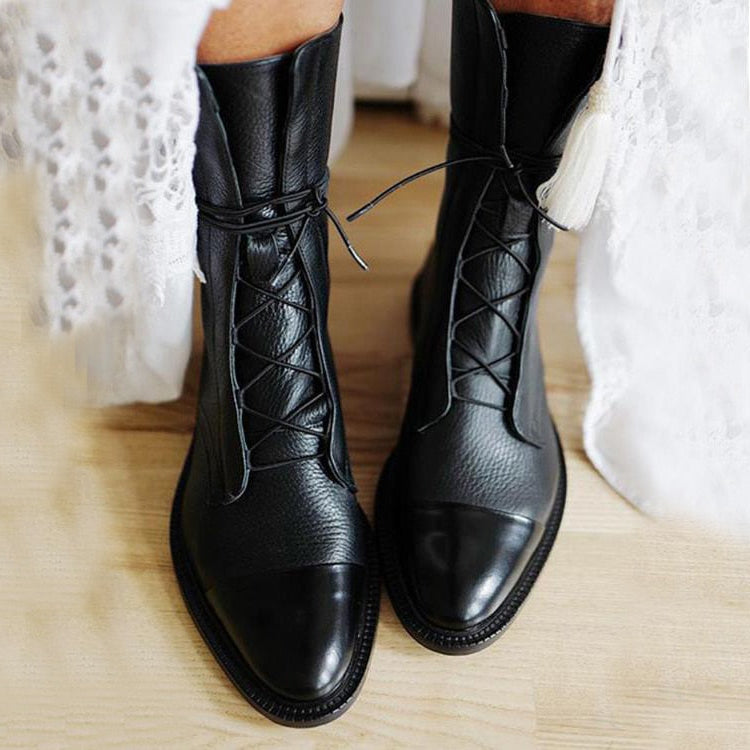 Lace-Up Ankle Boots with Adjustable Fit and Supportive Sole
