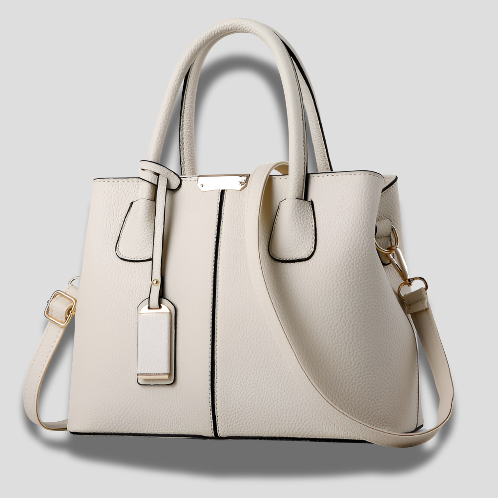Bolso Tote Estructurado para Mujer - Bolso de Mano con Asa Superior y Correa Cruzada Desmontable con Herrajes en Tono Dorado