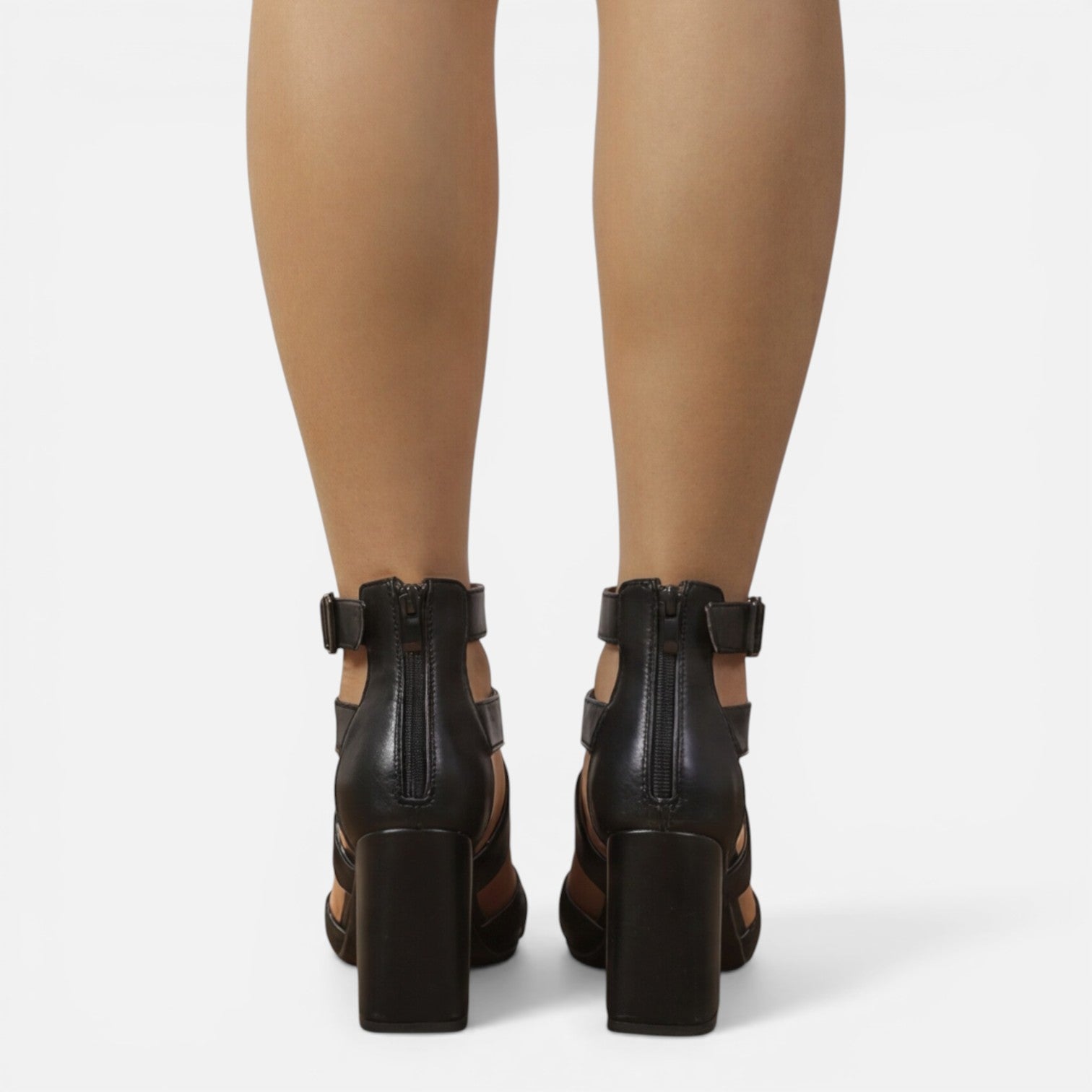 Women's Criss-Cross Ankle Strap Square Toe Block Heels