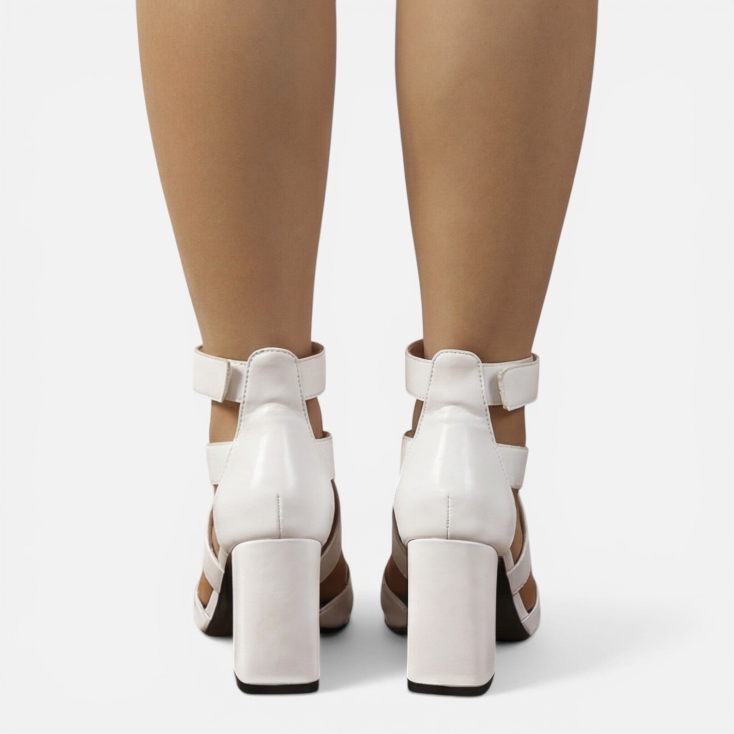 Women's Criss-Cross Ankle Strap Square Toe Block Heels