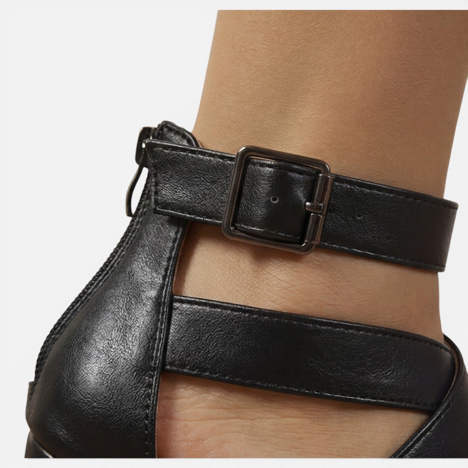 Women's Criss-Cross Ankle Strap Square Toe Block Heels