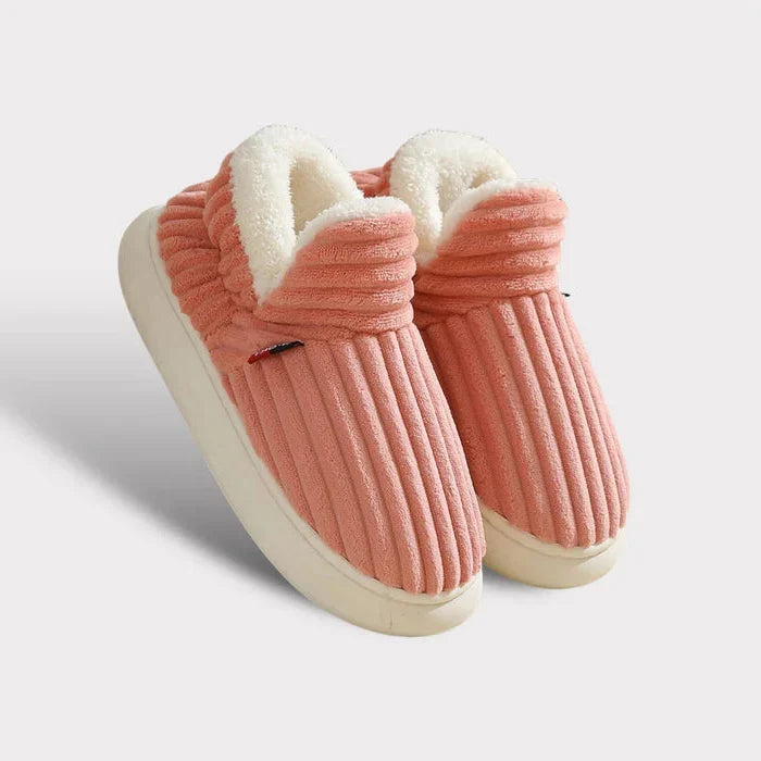 Warm Fleece Slippers with Textured Grip Sole and Ankle Coverage