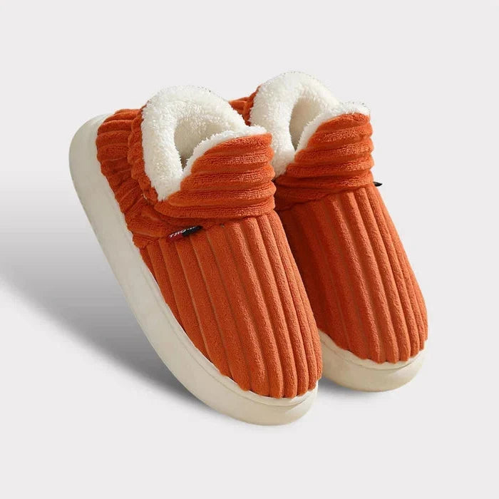 Warm Fleece Slippers with Textured Grip Sole and Ankle Coverage