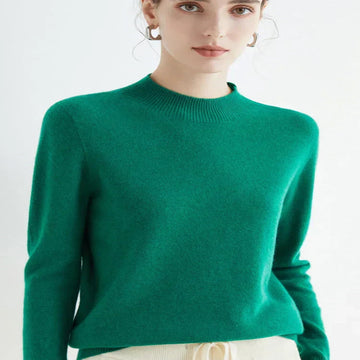 Women's Mock Neck Pullover with Ribbed Detailing and Relaxed Fit
