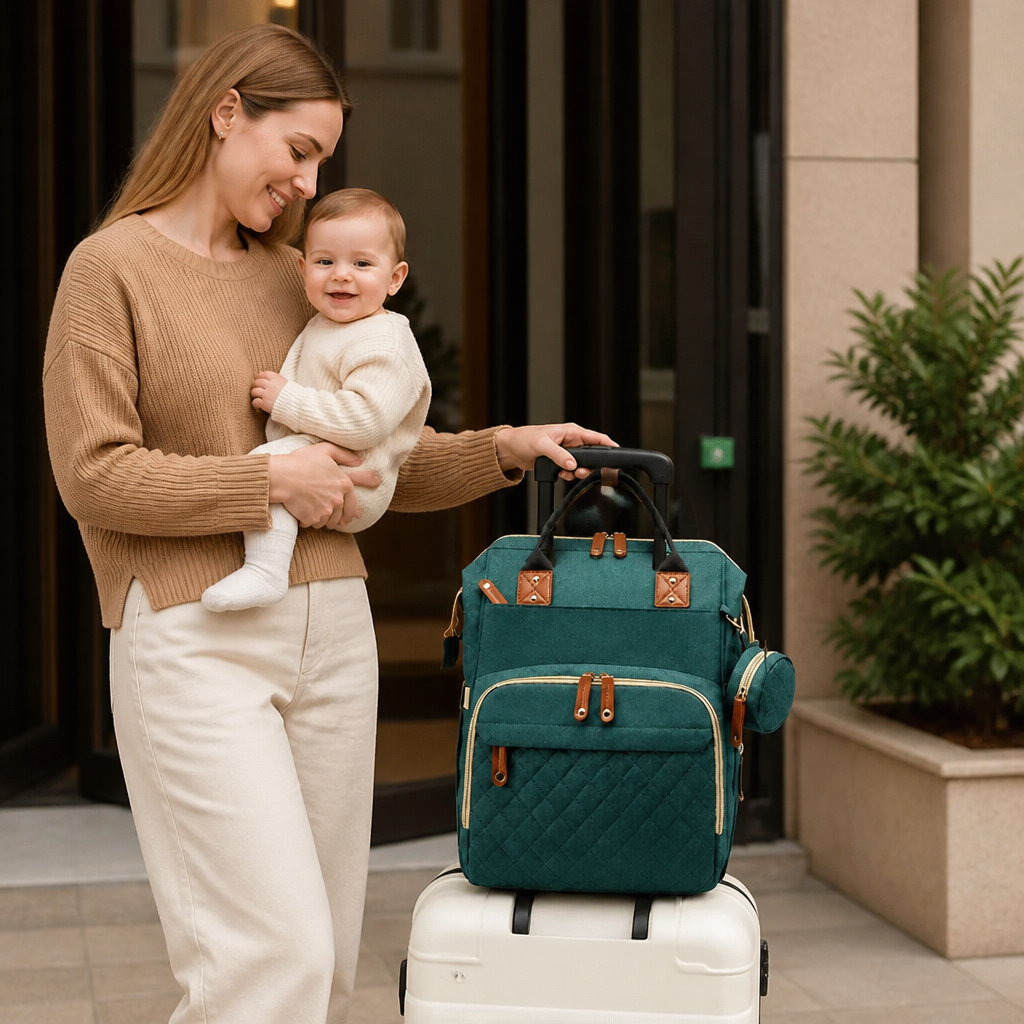 3 in 1 Travel Diaper Backpack with Foldable Baby Bed in Eight Colors