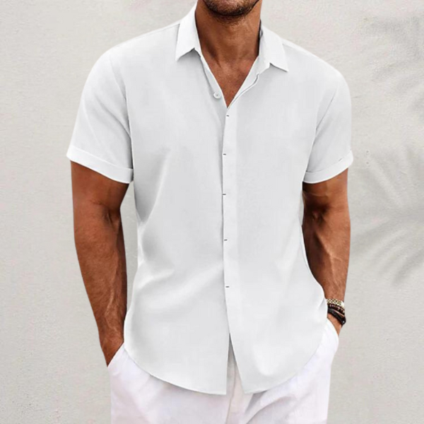 Collared Button Shirt with Moisture Wicking and Relaxed Fit, Machine Washable