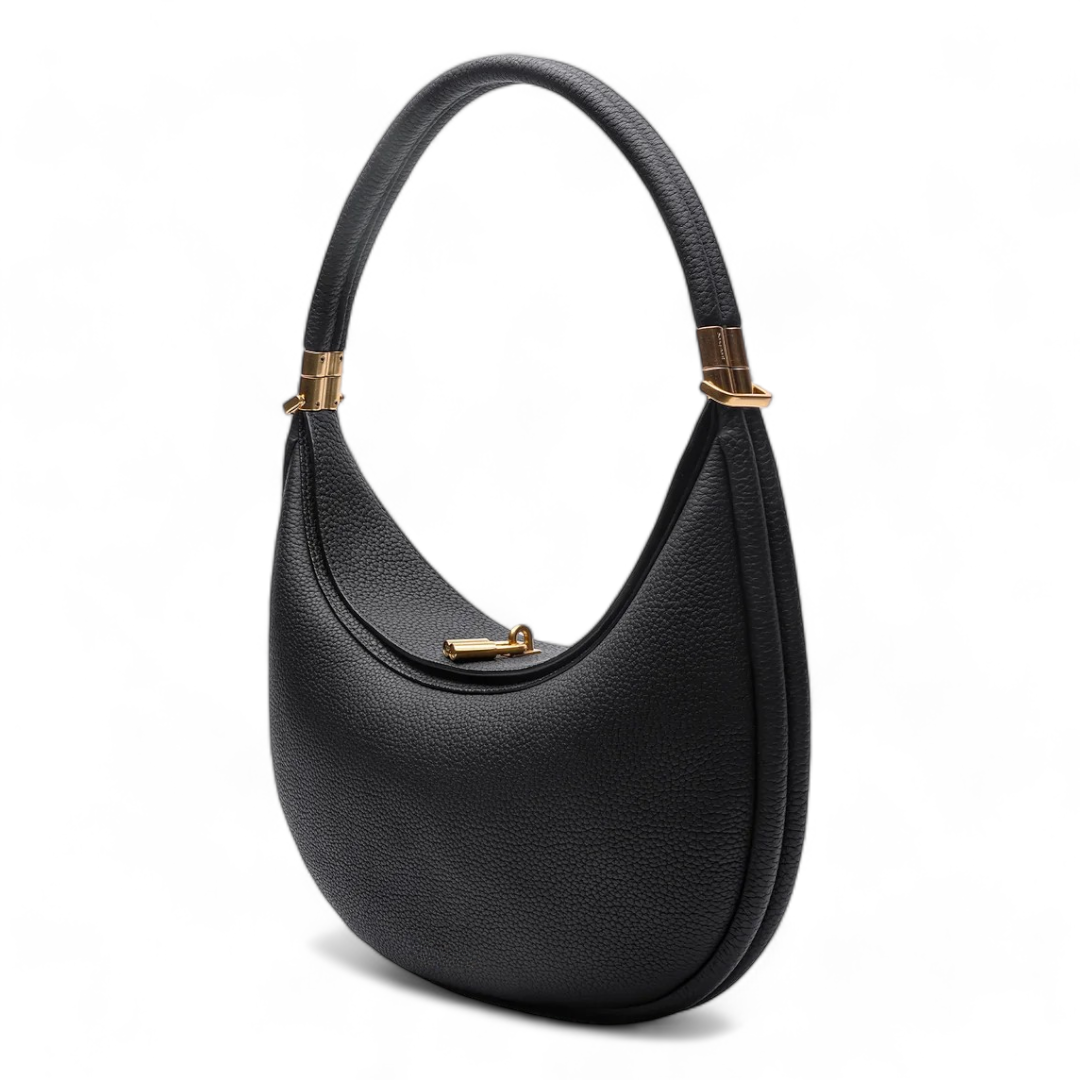 Women’s Crescent Shoulder Bag with Curved Silhouette and Top Handle