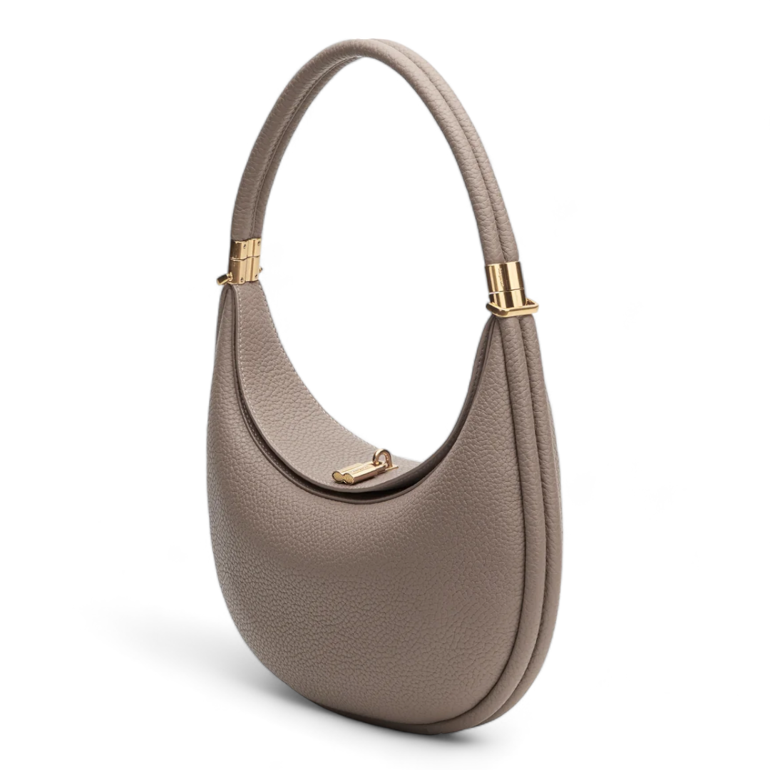 Women’s Crescent Shoulder Bag with Curved Silhouette and Top Handle