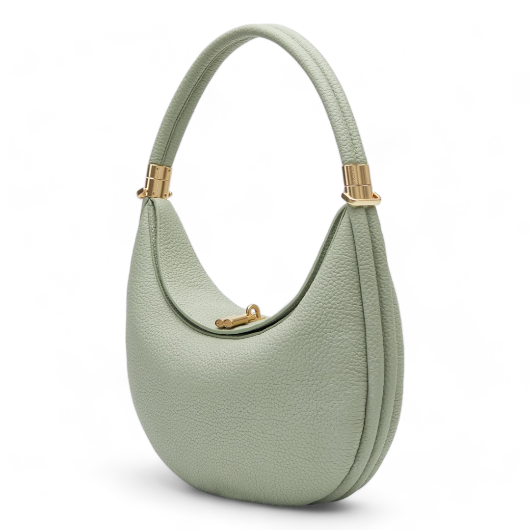 Women’s Crescent Shoulder Bag with Curved Silhouette and Top Handle
