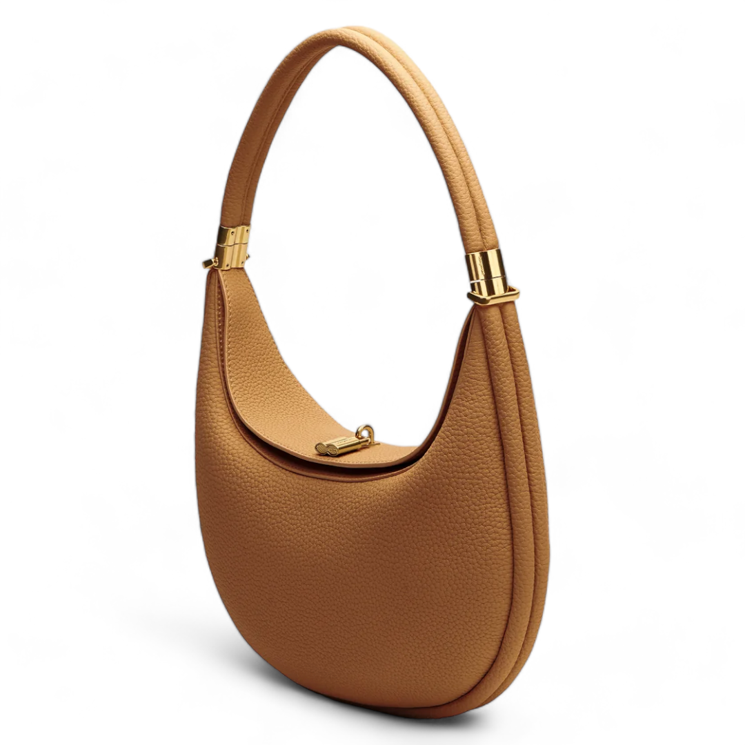 Women’s Crescent Shoulder Bag with Curved Silhouette and Top Handle