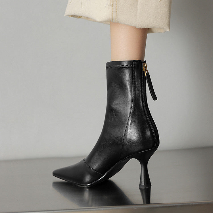 Women’s Pointed Toe Ankle Boots with Slim Heel and Side Zip