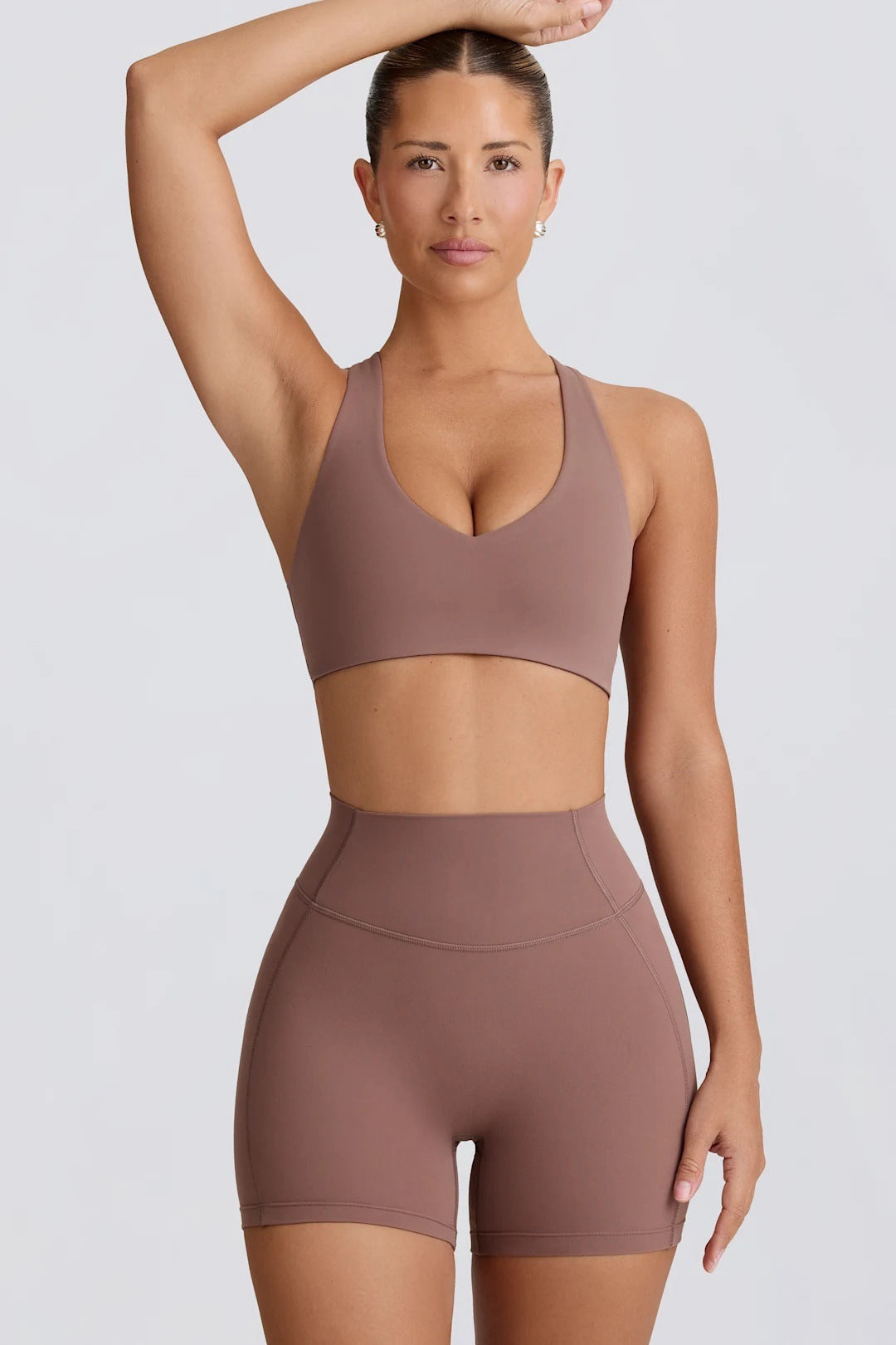 Women's Two Piece Yoga Set - Sports Bra - High Waist Shorts - Sculpted Fit
